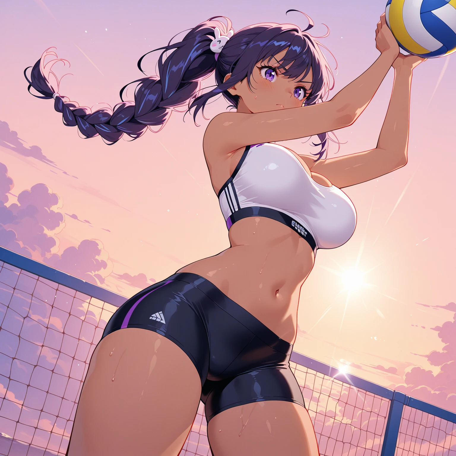 A naked female volleyball anime character 