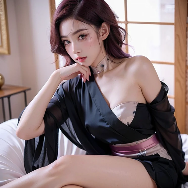 tra-detailed、Japanese、Attractive beauty、seductive adult woman、Pretty Woman、cool girl、brown hair、wavy hair、swept bangs、piercing eyes、hollow eyes、half-closed eyes、Hollow Eyes、Purple Eyeshadow、Purple lipstick、purple lip gloss、dark makeup、smirk、Whisper in my ear、Evil expression、Long Black Cheongsam、Black wide sleeves、pantyhose、Evil cadres、Fallen into evil、brainwash、mind control、evil、Church at night、Swear allegiance、Have lipstick、Are standing