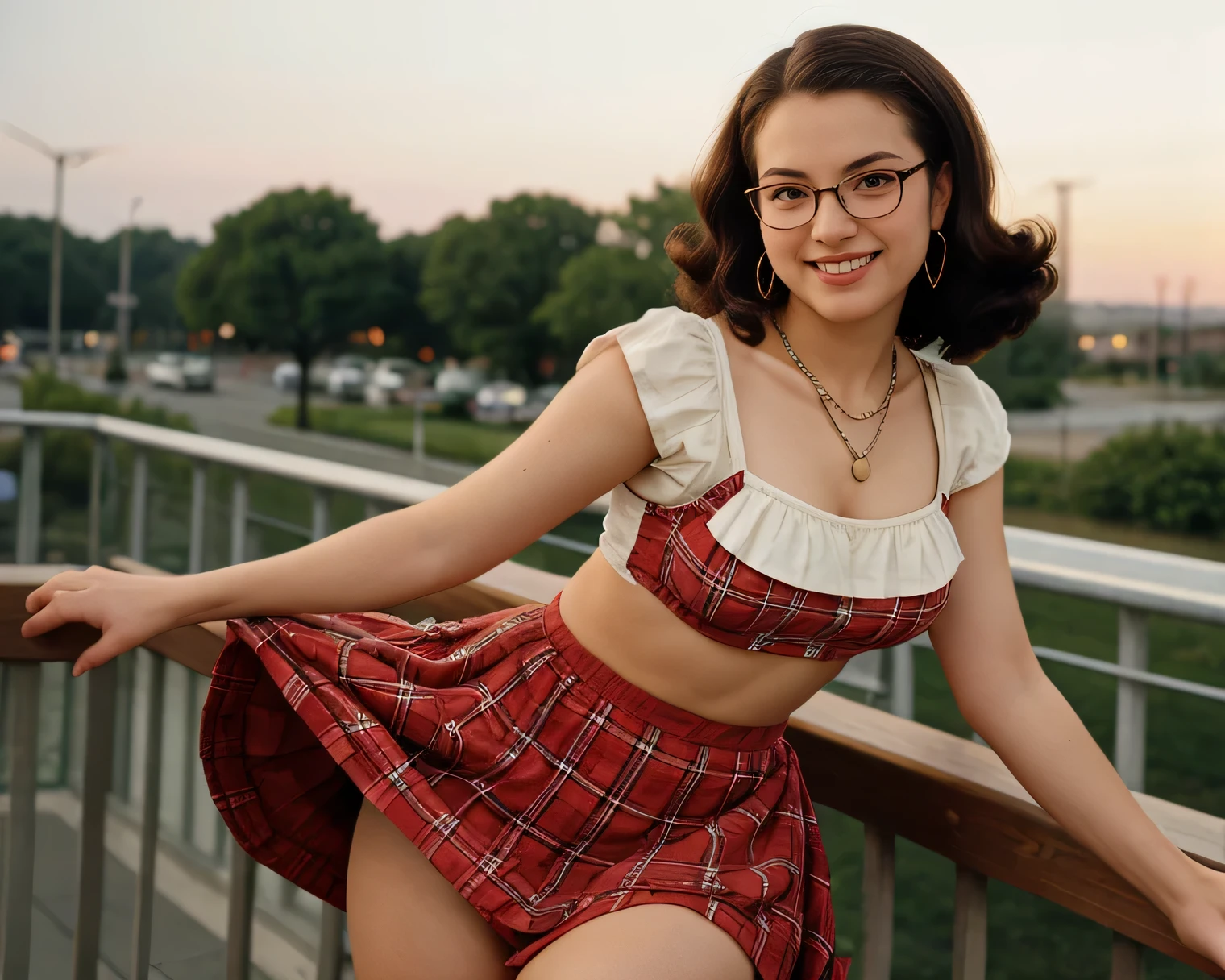 Masterpiece, Annika, a cute nerdy 30 year old woman, glasses, messy hair, ultra short dark hair, square jawline, awkward, legs, (ultra-short light sundress), HD, (detailed skin texture:1.1), best quality, ultra high res, (photorealistic: 1.4), Raw photo, by Ellen von Unwerth, D850 Film Stock Photography, F1.6 Lens, Rich Colors, Realistic, Cinestill 800, backlight, rimlighting, sunlight, looking at the viewer, slightly opened legs