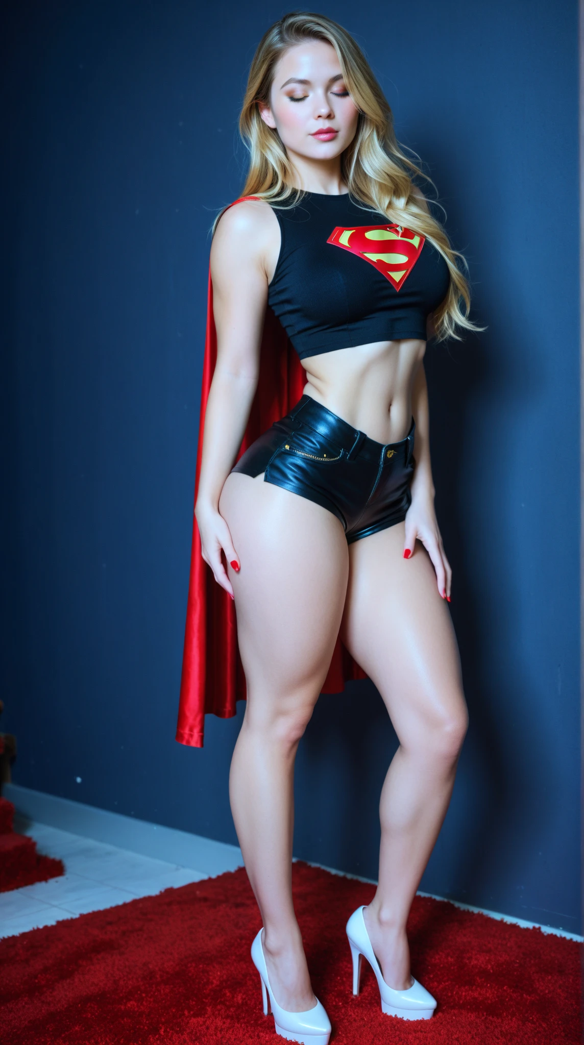 Supergirl, beautiful, many wounds, tied many chains of fire all over the body, hands tied to chains of fire, medium booty, original, shiny, sharp, masterpiece, much torn in clothes, , (Thick thighs:1.3)