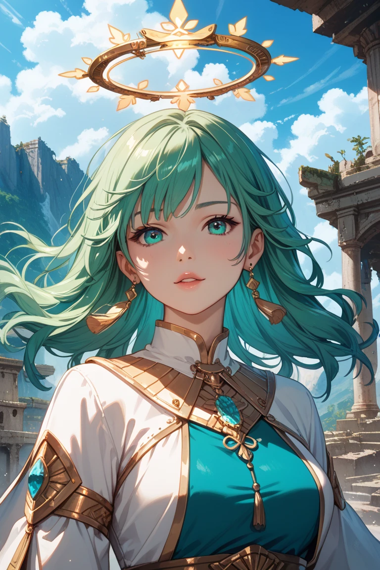 beautiful detailed eyes, beautiful detailed lips, extremely detailed eyes and face, long eyelashes, beautiful girl, long hair, mountainous landscape, green mountains, green water, photorealistic, highly detailed, elegant, fashionable, intricate, dynamic, ornate, vibrant colors, warm lighting, dramatic atmosphere, cinematic, masterpiece