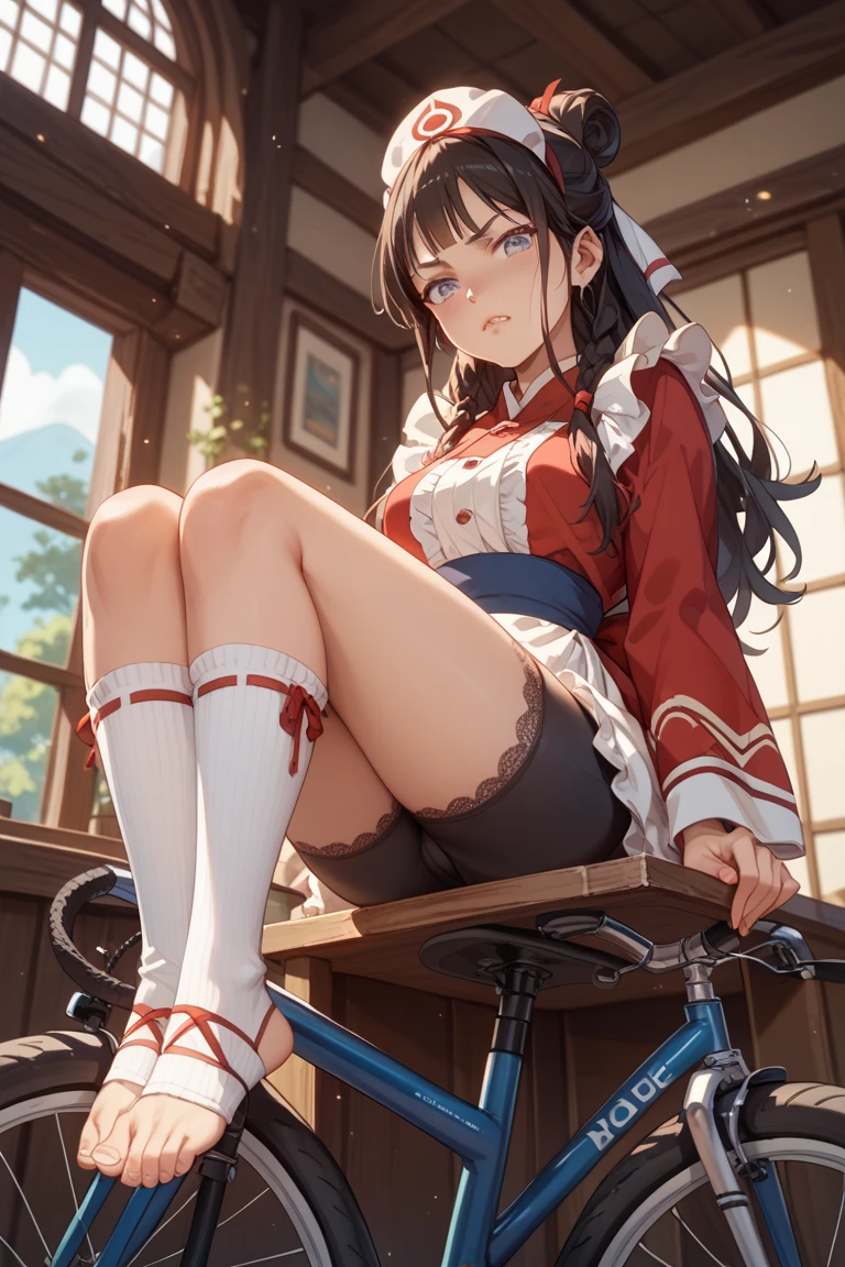 Dark color depiction、(masterpiece, highest quality:1.2), alone, One girl, umpd gold ship, pillbox hat,White Dress,No sleeve, White Pantyhose, White gloves、boots, Horse tail,、grassland、Nature、blush、Embarrassed、running、summer、Leg spread、Spread your legs、sit、Big Breasts、Nipples are visible、Clothes are see-through、Pantyhose bite、See-through pantyhose、See-through pussy、Overflowing large amount of love juice、