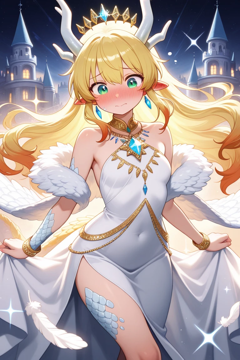 ((Highest quality)), ((masterpiece)), (detailed), (Perfect Face)、Women are messengers of God and great angels.6Archangel and goddess Extia with wings and a shining halo above her head.、The woman is the beautiful Queen of the Gods, Goddess Extia, with medium-longblue hr. She is wearing a ge wedding