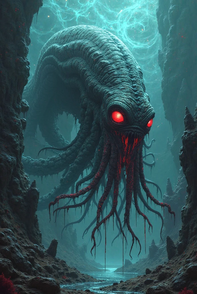 ((masterpiece, best quality, Highest image quality, high resolution, Reality, RAW photos, 8K)), People take photos of giant creatures with their cellphones,Gray abyss sky, Lovecraftian atmosphere, Giant Cthulhu Eye, Rotating black vortex,The rotating bloody sun,Lovecraftian background,Giant Tentacles, An ominous fantasy illustration, Vaguely visible long, Lovecraftian Landscape,