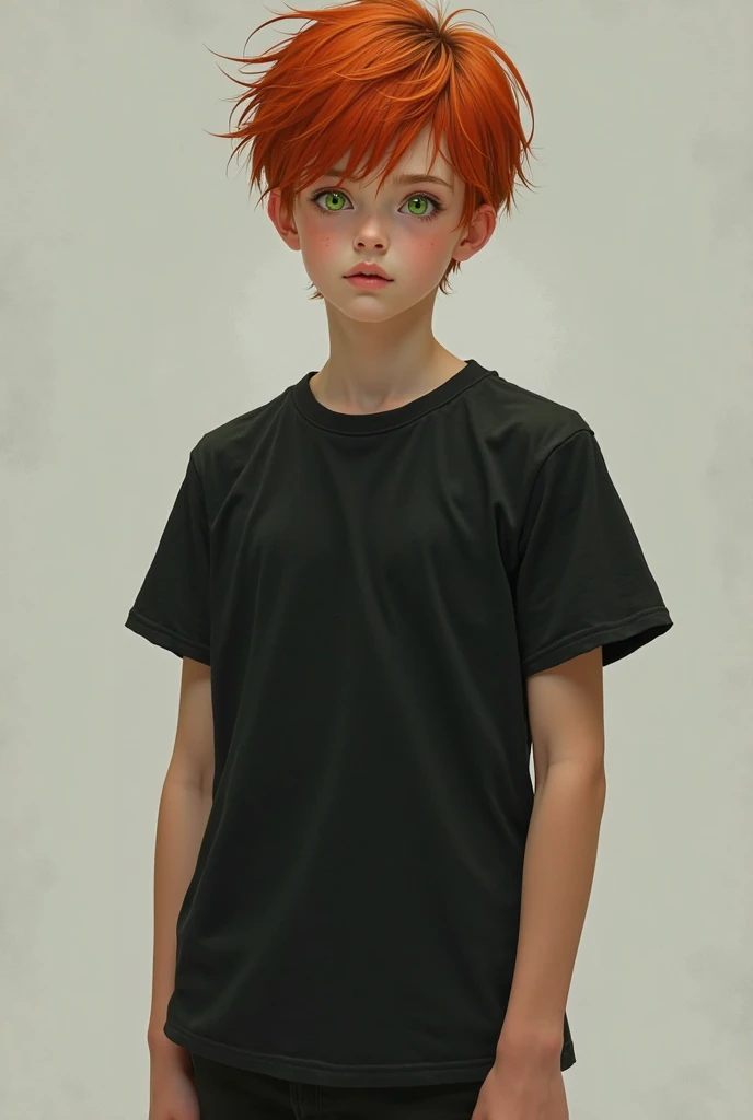 A boy very thin age 16 and wear a black glasses and teashirt and short