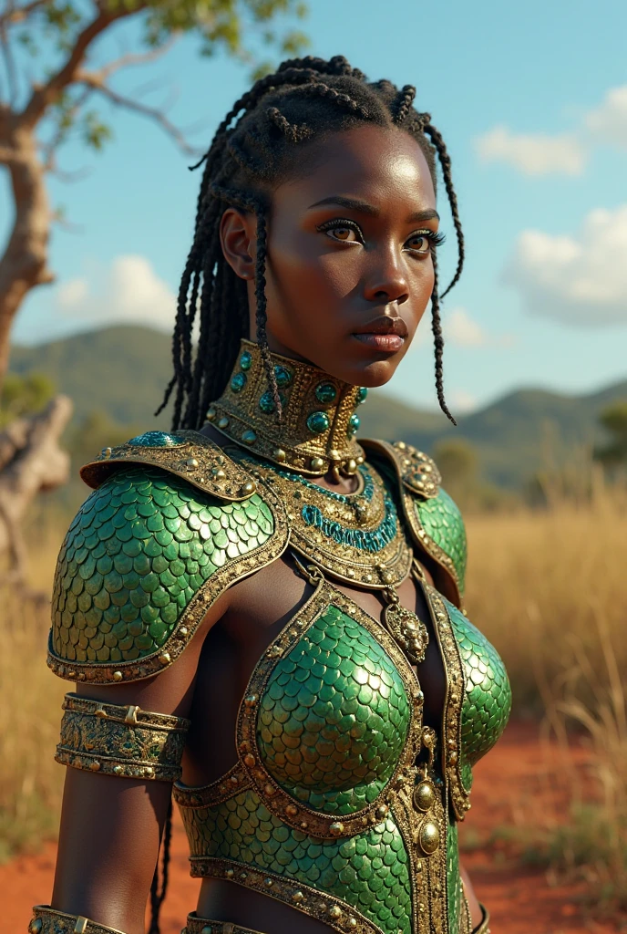 Aerial view shot of a ground sculpture, logo style,a breathtaking image of an African woman with African designed attire on, mixed with sculpture of natural vegetation and climate, a blend of colours grey and green, beautiful aerial sculpture image, 32k, ultra HD, unreal engine rendered, cinematic lighting, artgerm style