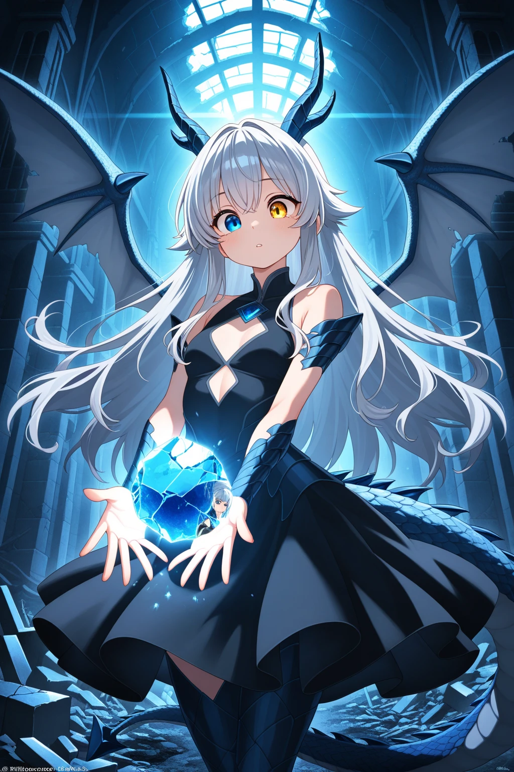(Best Quality, nffsw, 8K, masutepiece:1.5), Devil Girl, Wings, Glitter, neons, ((Shining horn:1.3, glowing tattoo:1.3, Glowing eyes:1.3))