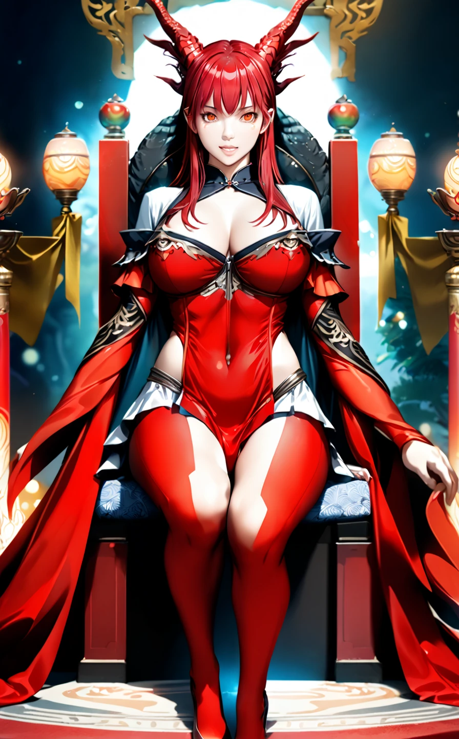 rias gremory, long hair, hair between eyes, (green eyes:1.3), red hair, Anime girl, girl in gorgeous sparking dress, night out, lights from the city, looking cute, looking gorgeous, hourglass body, perfect size ass, perfect size breasts slightly poking from the side, side boob, dress in random color, picture till her knees, anime settings, open eyes, perfect face, red hair, a radiant ruby dress with a flowing train, inside a luxurious ballroom, chandeliers, marble floors, grand architecture, a mood of romance and splendor, timeless and captivating, Painting, oil on canvas with rich textures, details,
