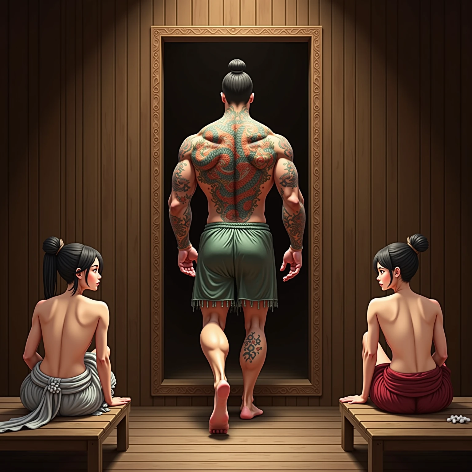 The lower body is not covered by any kind,Exposing rough genital organs,