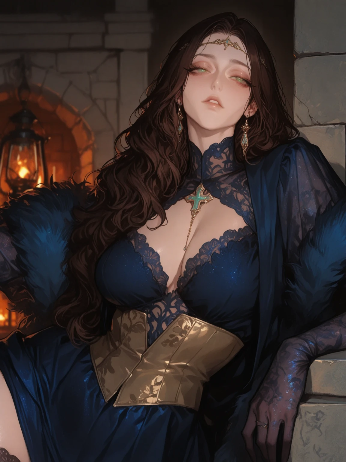 nsfw, rating_x, bare breasts, exposed nipples, spread legs, spread pussyc-chameleon, blonde hair, long hair, round eyewear, lipstick, [blue eyes|purple eyes, pantyhose, dress, lace-trimmed bra, fur-trimmed coat, thick thighs, fatter thighs, Broad Hips, (1 girl, laying in bed, In bed), (thick, voluptuous, plumpness, milf,fatter, fatter, large breasts, Large belly:1.6), sensuous, (thick lips, large lips, bimbolips, blush, parted lips, sensuous smile, shy:1.5), (shorts, high collar, top cut, thicc thighs, sleeveless)