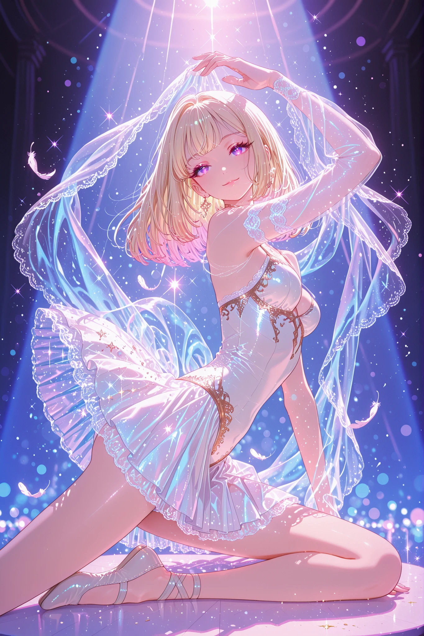 Hanazono Hakari, from the anime the 100 girlfriends who really really really really really love you, spreading her legs showing her bare vagina.