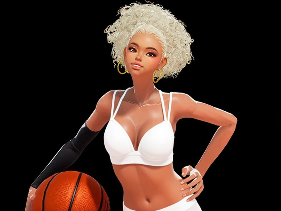Afro-Latina woman, wearing white bra, white cotton high leg cut panties, doing finger guns pose, realistic 3D game model, intricate details