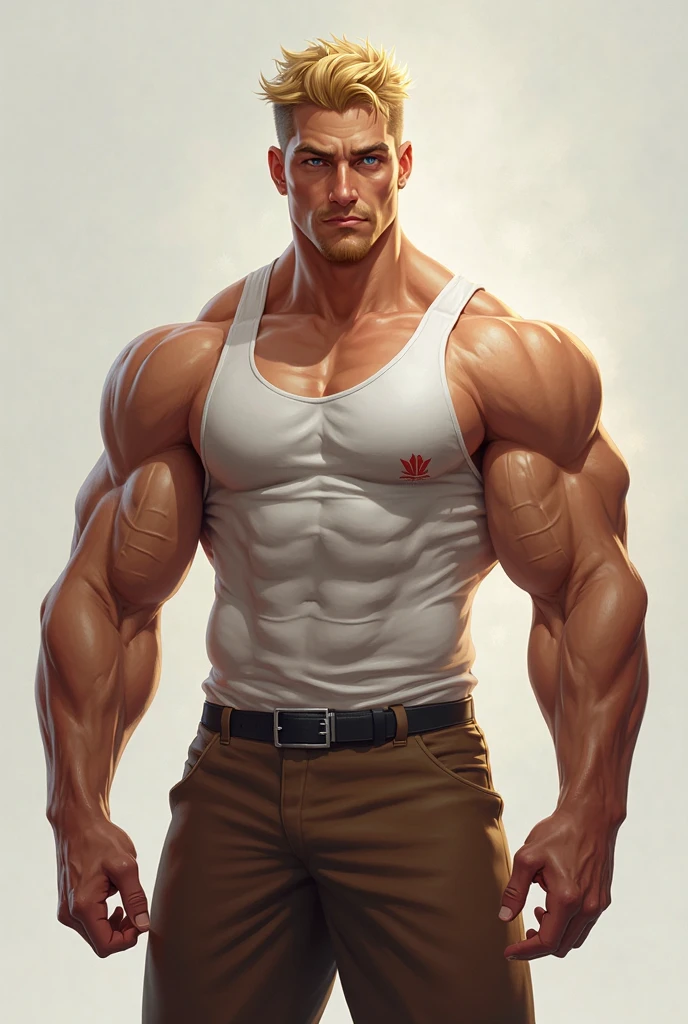 (medium_wide_shot), white man, (39yo), (auburn_haired), handsome, hunk, beautiful man, beard, muscled, beefcake, hunky, sturdy, hairy, (white tank top), red_shorts, bulge, (cap with the word COACH), (coach_whistle), detailed_face, detailed_eyes, looking at viewer, front view, (full_frame), lockers_background
