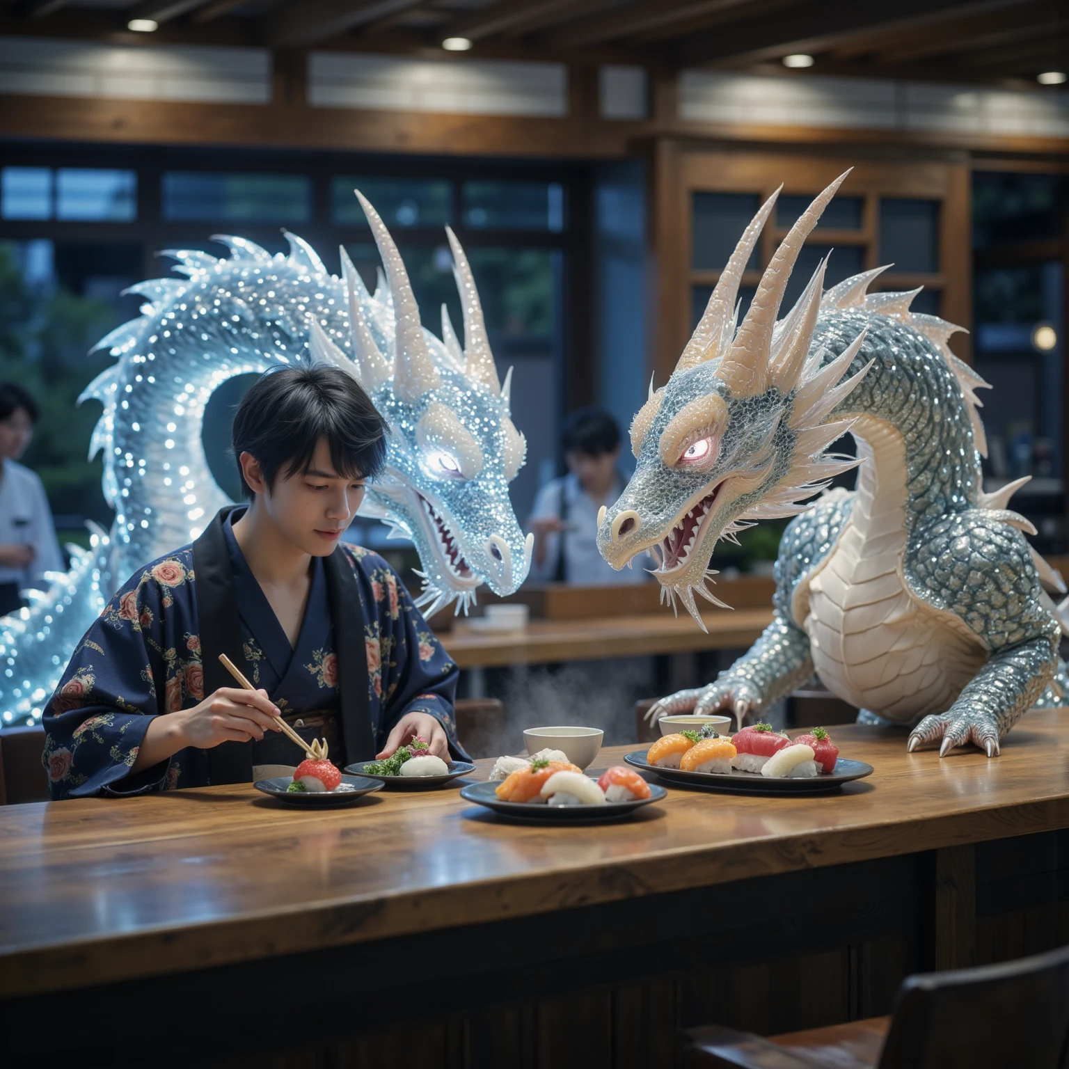 ((((duo:1.2)))), ((((dragon, dragon, feral)))), leaning on table, indoors, masterpiece, high quality, realistic, detailed background, ((((side view, )))), ((((hyper, equine , , stomach bulge, hyper belly, hyper equine   , hugging back, peeing))))