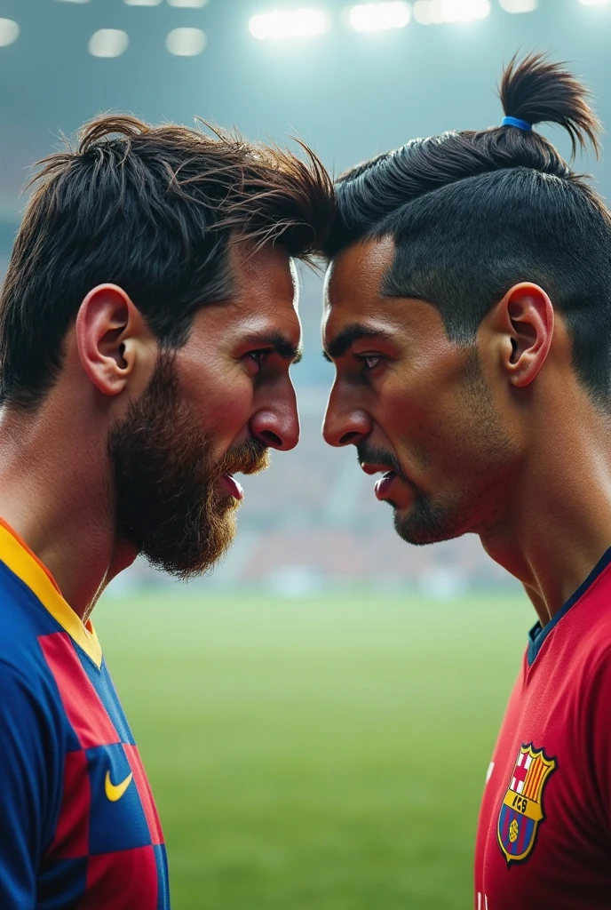 Ronaldo kissing messi