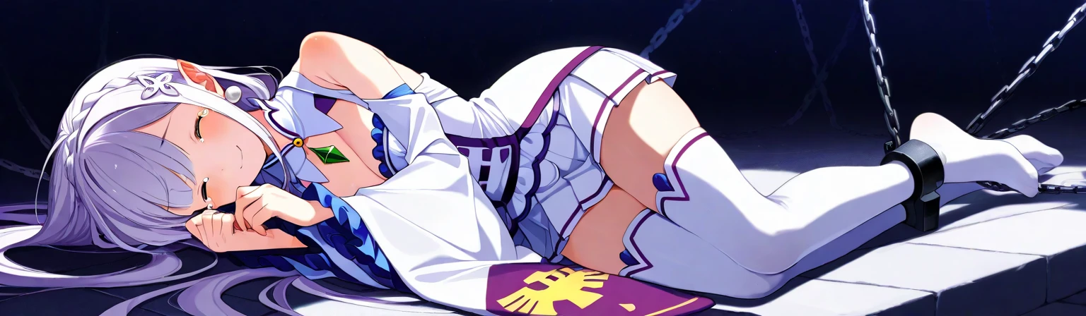 (masterpiece, 4K:1.15)                                                 BREAK                                                                                   ((muscler predator with  white underpants and bra, breast, perfectly detailed anatomy)):1.2, solo, 1girl                                                                           BREAK                                                                          white panties, white bra, white bra straps, 
BREAK                                                                                     arms behind head, spreading legs, looking at viewer, white backgrounds, from below