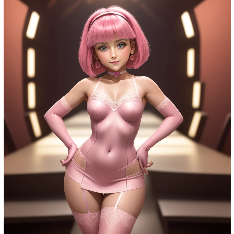 A realistic rendering of an Anne Anderson style illustration of a very close shot, ultra close shot on the breasts of a pert, nubile, thin, freckled teen girl with 50s style brown hair, bows in hair, slight smile, topless, best quality, tiny breasts, bare breasts, small breasts, bare crotch, exposed crotch, open legs, legs spread open, pink nipples , puffy nipples , exposed nipples , wearing a clear, pink, plastic body armor, clear pink plastic armor, clear, pink, plastic body harness, clear, pink, plastic body cage, pink bondage straps, black, spiked choker necklace, black leather jacket, a silver chain wrapped around body, open, white blouse, white lace collar, pastel lace, pastel lace straps under nipples, pastel lace straps under breasts, open light blue, fuzzy sweater, undressing,
uniform, partially clothed, sitting in a bondage harness swing, in a pink, neon lit, 1950s teen girl's bedroom, glowing pink, neon lights, full of bondage straps,, ultra close shot on breasts, very, very close shot on breasts
