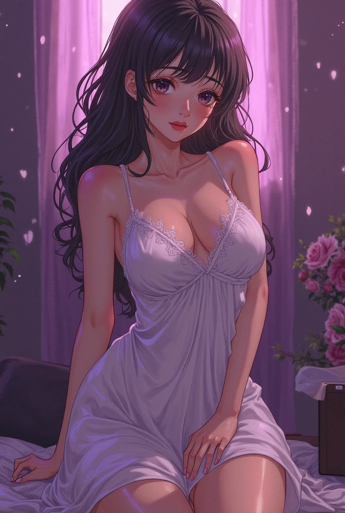 (masterpiece), ((highest quality)), (Super detailed), (messy hair), shiny skin, big breasts, cute clothes, take off clothes, underwear, breast enhancement, (twilight), ((dramatic lighting)), (soft focus), (Bright colors), (mysterious atmosphere), 18yo, Bedroom, (lying in bed), (view from below)