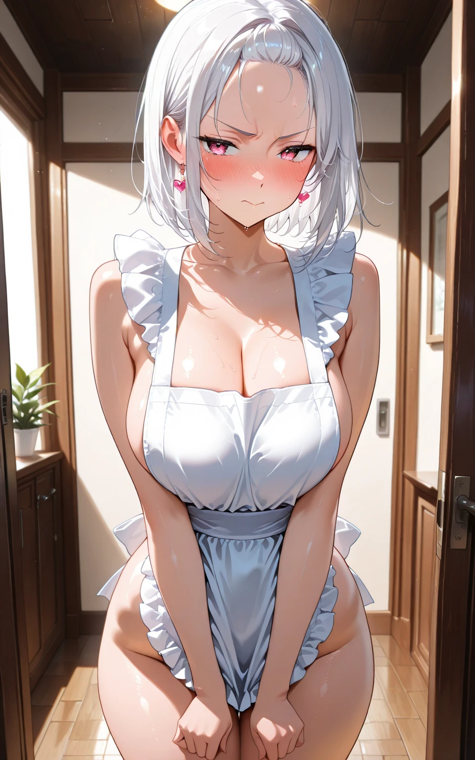 premium、Highly detailed anime super detail.、masterpiece、anatomically correct tre、detailed hand、(Mother 1.6)、8k、I love my tides、sexual excitement、Top line、huge breasts、thighs thighs thighs thighs、pain、distress、Painful、vomiting、cold sweat、sweat profusely、Stuffiness、foreplay、(Naked apron:1.6)、Moisturizing skin、(soaked body:1.3)、Eye Detail、NSFW、Erotic、Shiny lotion on the head.、Naked apron、Best Earrings、oppressive、Best necklaces、cum on、Stuffiness、Open your crotch yourself、shiny hair、underarm hair、Crotch hair、、the groom's house、transparent teat、During squats、masturbation、Stripes on the crotch、look from above