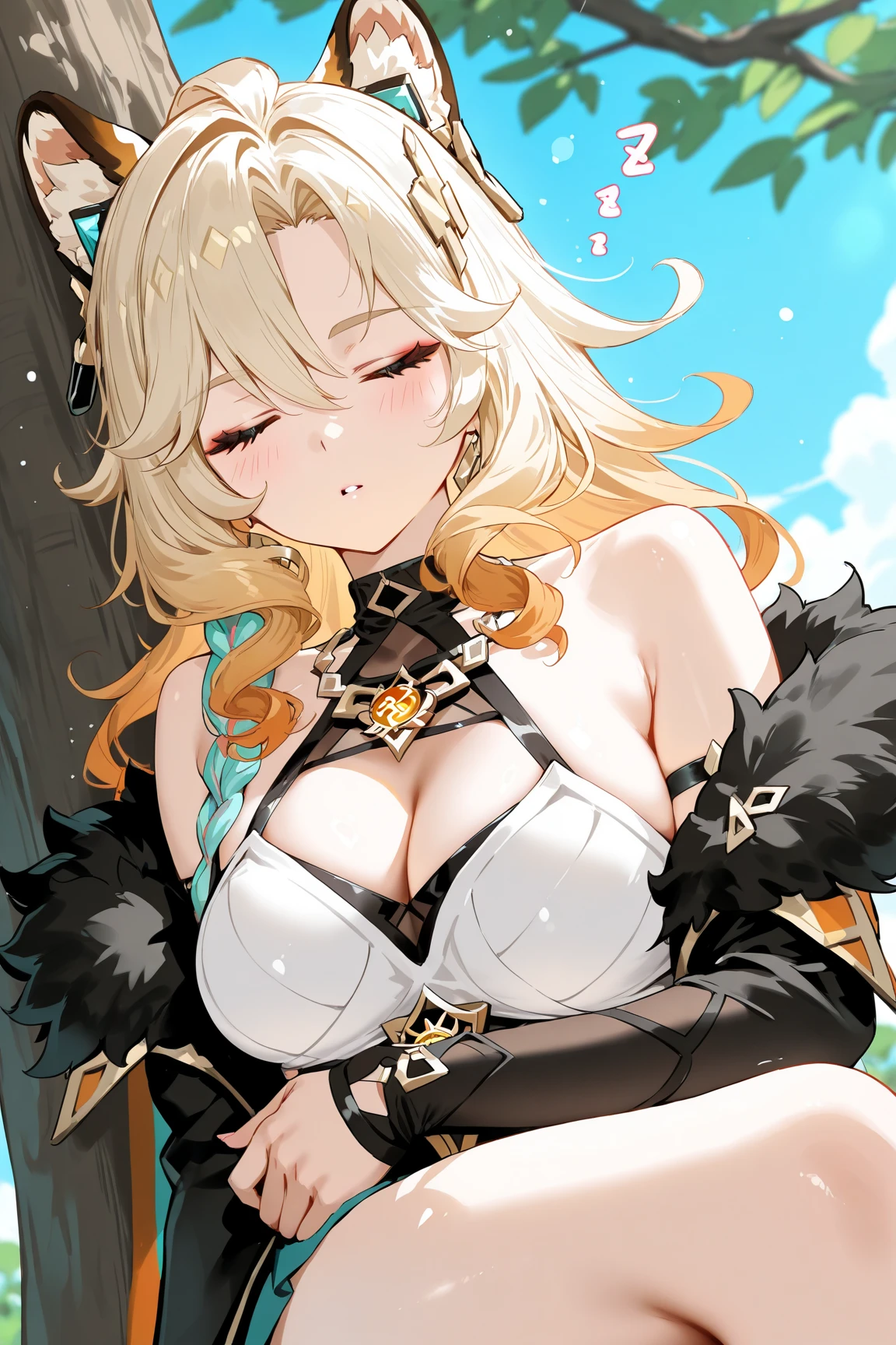 best quality,4k,8k,highres,masterpiece:1.2),ultra-detailed, extremely detailed eyes, extremely detailed body, (large masterpiece digital art), (detailed manga illustration), (detailed line art), ((perfect anatomy)), (intricate details:1.3), (ultra-detailed:1.3), (illustration:1.3), (sharp focus:1.3), (natural lighting:1.05), (vivid colors:1.3), (masterpiece), (best quality:1.4), (perfect anatomy:1.4), high quality, expressive eyes, full body, detailed face, beautiful face, perfect face, 1 girl, tall girl, ((blonde hair)), (red hair), multicolored hair, two-toned hair, ((dark skin)), (((dark skinned female))), large breasts, thick thighs, very long hair, bare shoulders, denim, (short shorts), dynamic pose, silver jewelry, choker, thigh-highs, skin dentation, curvy, heterochromia, (orange eye), (icy blue eye), thigh gap, (white shirt), black leather jacket, thigh boots, dynamic lighting, cinematic lighting, smiling, ((Greek ruins background)), Atey Ghailan, Jeremy Mann, Greg Manchess, Antonio Moro, trend in ArtStation, trend in CGSociety, Intricate, High Detail, Sharp focus, dramatic and photorealistic painting art by Midjourney and Greg Rutkowski, Jeff Bridges, ((cartoon style)), Marvel Cinematic Universe style