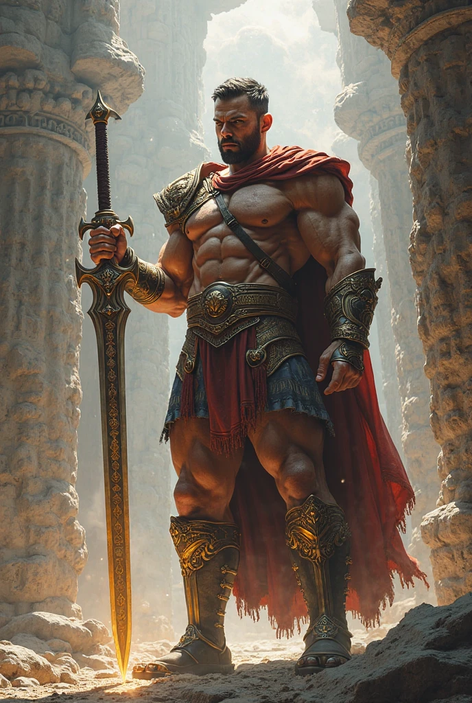photo of a spartan warrior in the battlefield, warcry, blood, sweaty, <lora:Clothing - Spartan Armor:0.6> spartanarmor, red cape, holding weapon, holding shield, shoulder armor, loincloth, sandals, realistic, best quality, detailed background, depth of field, intricate details, dynamic pose, dynamic angle
