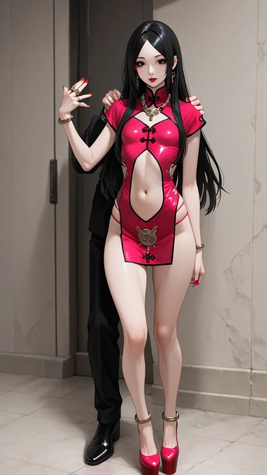 There is a woman in a purple dress posing for a photo, full-body xianxia, Tifa Lockhart, cosplay, ff Tifa, alluring tipha lockhart portrait, tohsaka-rin, Anime girl cosplay, Japanese goddess, Anime cosplay, Charming Tifa Lockheart, tifa lockheart, cosplay foto, Cosplayer, ayaka cosplay, Wearing a purple cheongsam