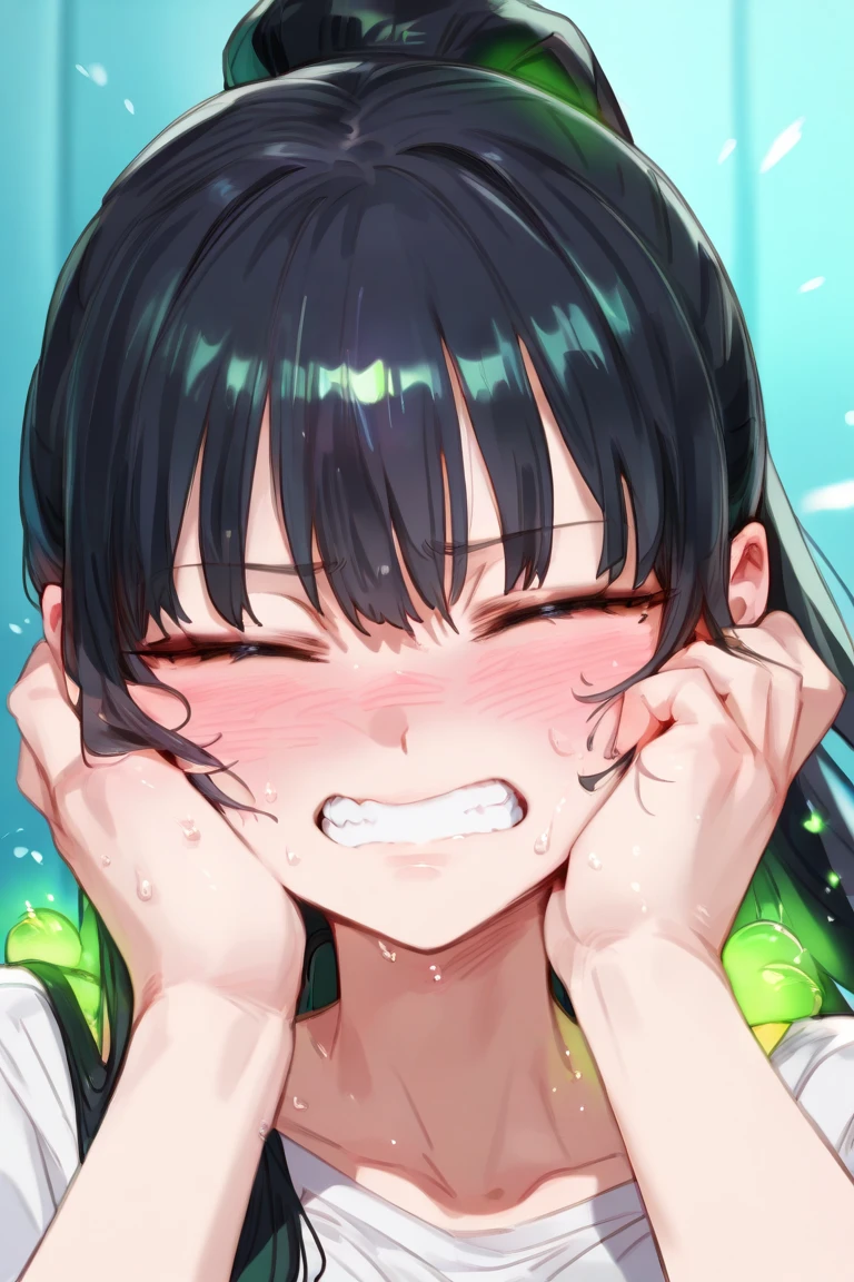 独奏,{{{masterpiece}}}, {{{best quality}}}, {{ultra-detailed}}, {illustration}, {{an extremely delicate and beautiful}},pull down pantie,undressing,10 years old,black hair,Are crying,Wet and slimy, Shiny wet skin!!, Enchanting anime girl,water eye,steam,blush,Raise eyebrows,blunt bangs,Surprised expression