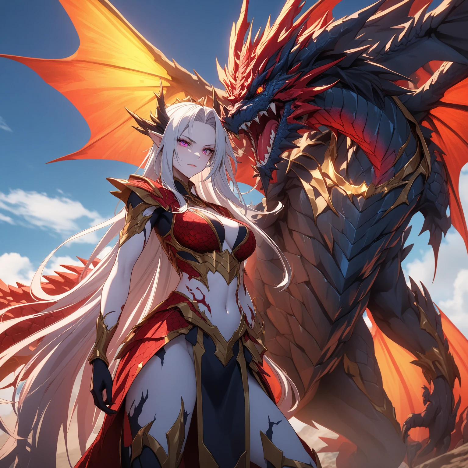 "Dragon" Theme,full bodyesbian,Three View,Handsome girl design,complicated decoration,luxury accessories"