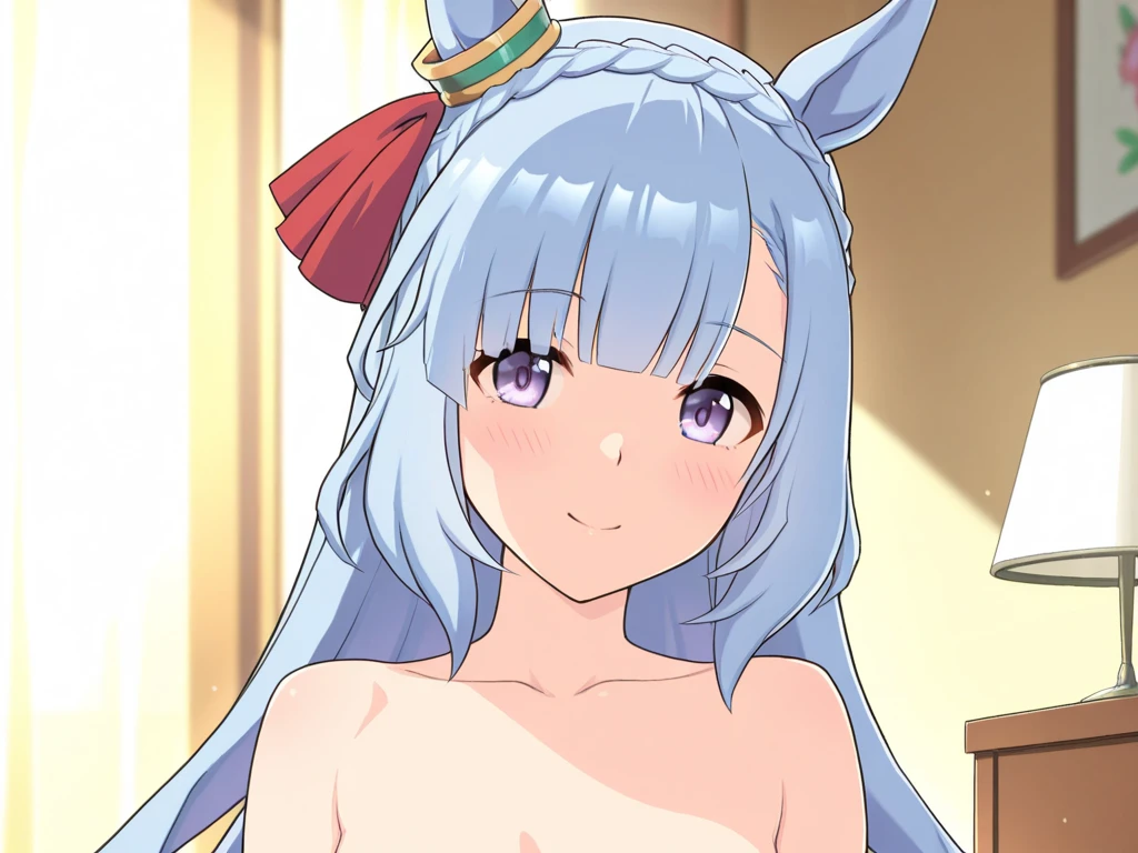 ((masterpiece)), ((best quality)), (ultra-detailed), anime style, on the bed, a cute girl, 1girl, solo, ((beautiful eyes)), smile, kimono, japanese cloth, ((open chest)), ((cute nipples)), small breast