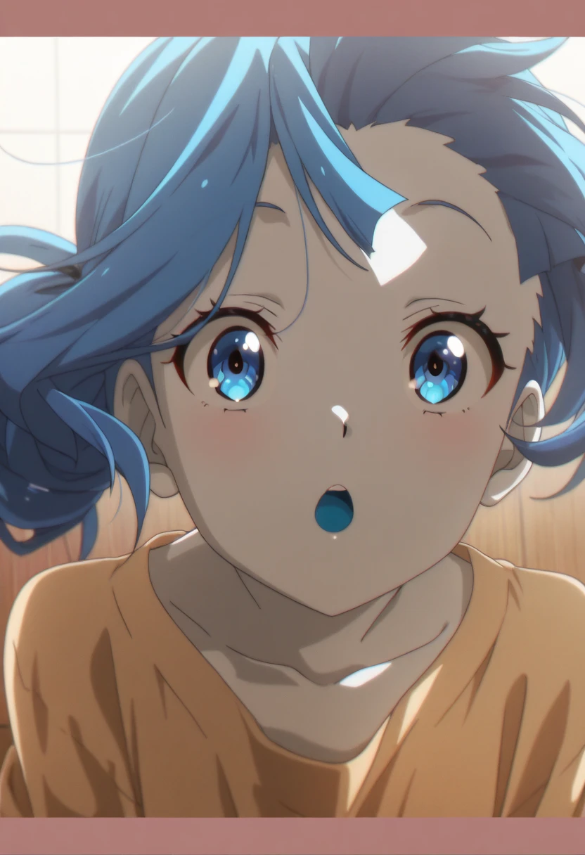 School，JK，Acting cute，Blue Hair，Pat your head