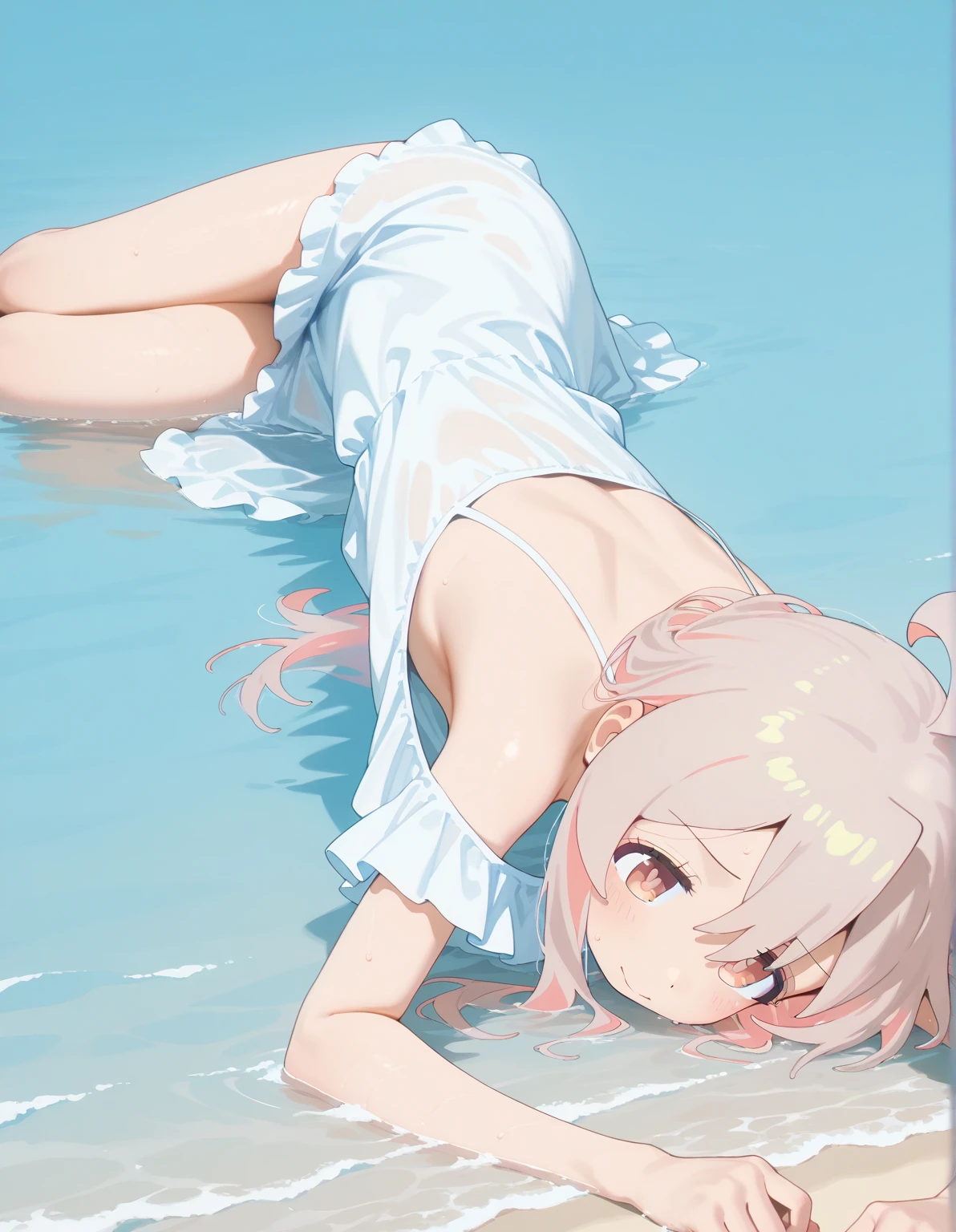 1girl,cetus,colorful hair, full body,lying on the flower sea,detailed face,high res,4K