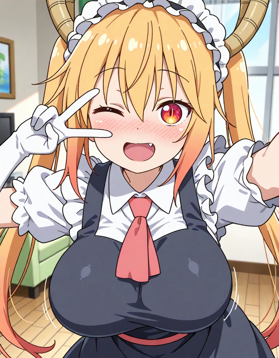 Tohru, ojos detallado, pechos grandes rebotando, cuerpo completo,  in the breasts, (paizuri) , paja con senos, pene en los pechos, paizuri, pene entre pechos, pechos enormes y suaves, desnuda, pezones ricos