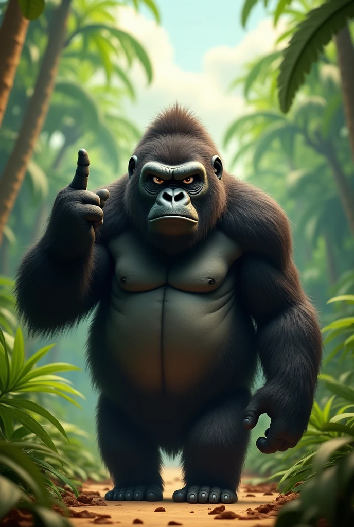 Gorilla making a peace sign with a smile