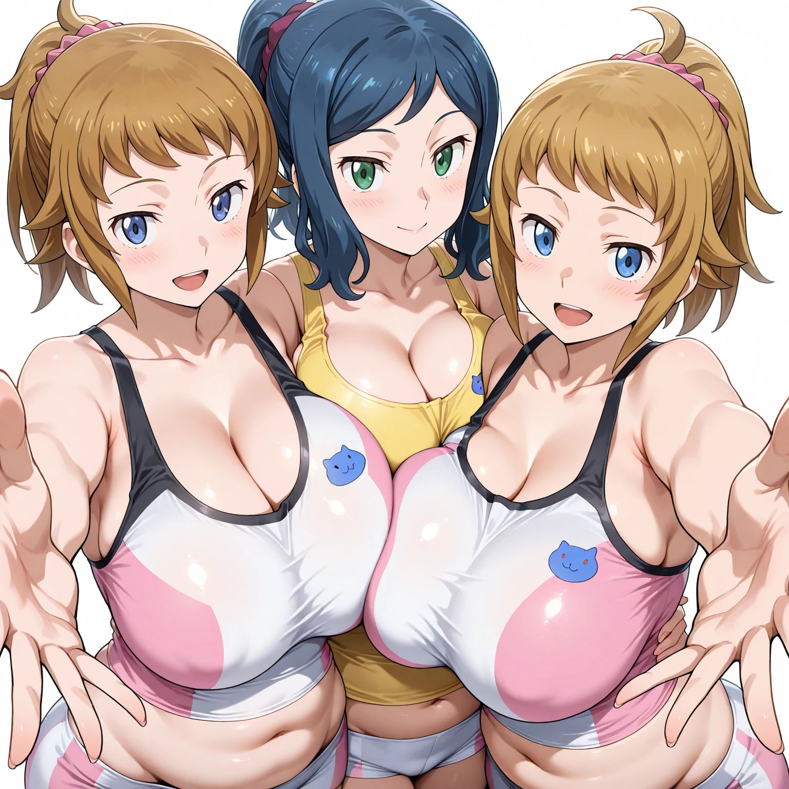 Highest quality, High resolution, Big Breasts、JK,In a very small elevator、Lots of girls ,10 Girls、bikini、Heart symbol and sound effect、Chest full of sperm、Only one dick、Penis between 、Bukkake、Pant voice、Whitening skin、Blunt bangature、Very tall、Surrounded by tall girls、Thighs、Adult women、Being looked down upon by many girls、Protruding nipples、A composition that clearly shows the face、A harem of big women、Many women are lining up、Small head、The body is large、titfuck
