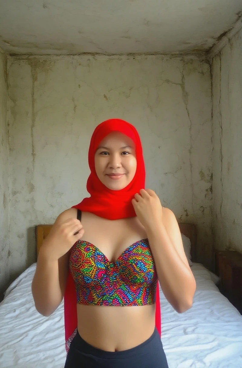 ((MALAY HIJAB GIRL)), 66 years Old, Hijab Indonesian mature woman, Flat Tits : -0.1, ((FLAT CHEST)), ((TIGH DRESS)), ((???????)), ((RED LIPS)), ((TRANSFARENT)), ((RED LACE)), ((HAIRY )), Beautiful chubby Malay woman in hijab,