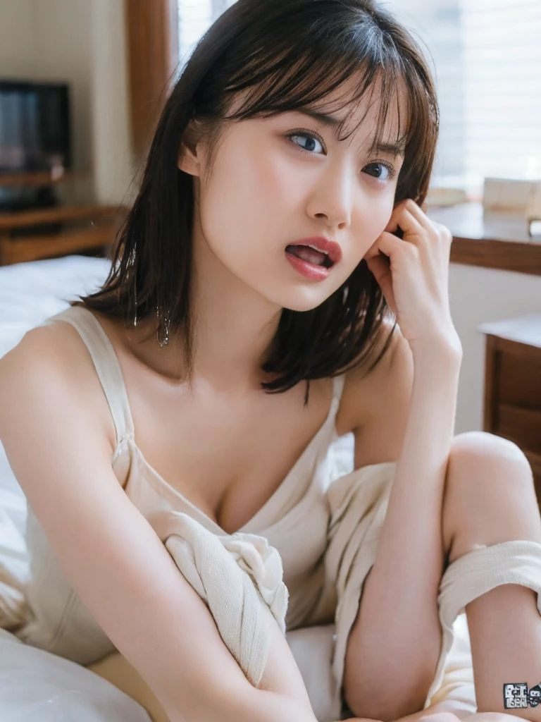 Close up portrait of woman lying naked on bed, Japan model, young sensual gravure idol, young cute gravure idol, realistic young gravure idol, realistic sensual gravure idol, young gravure idol, sophisticated gravure idol, Yoshitomo Nara, young skinny gravure idol, beautiful asian girl,