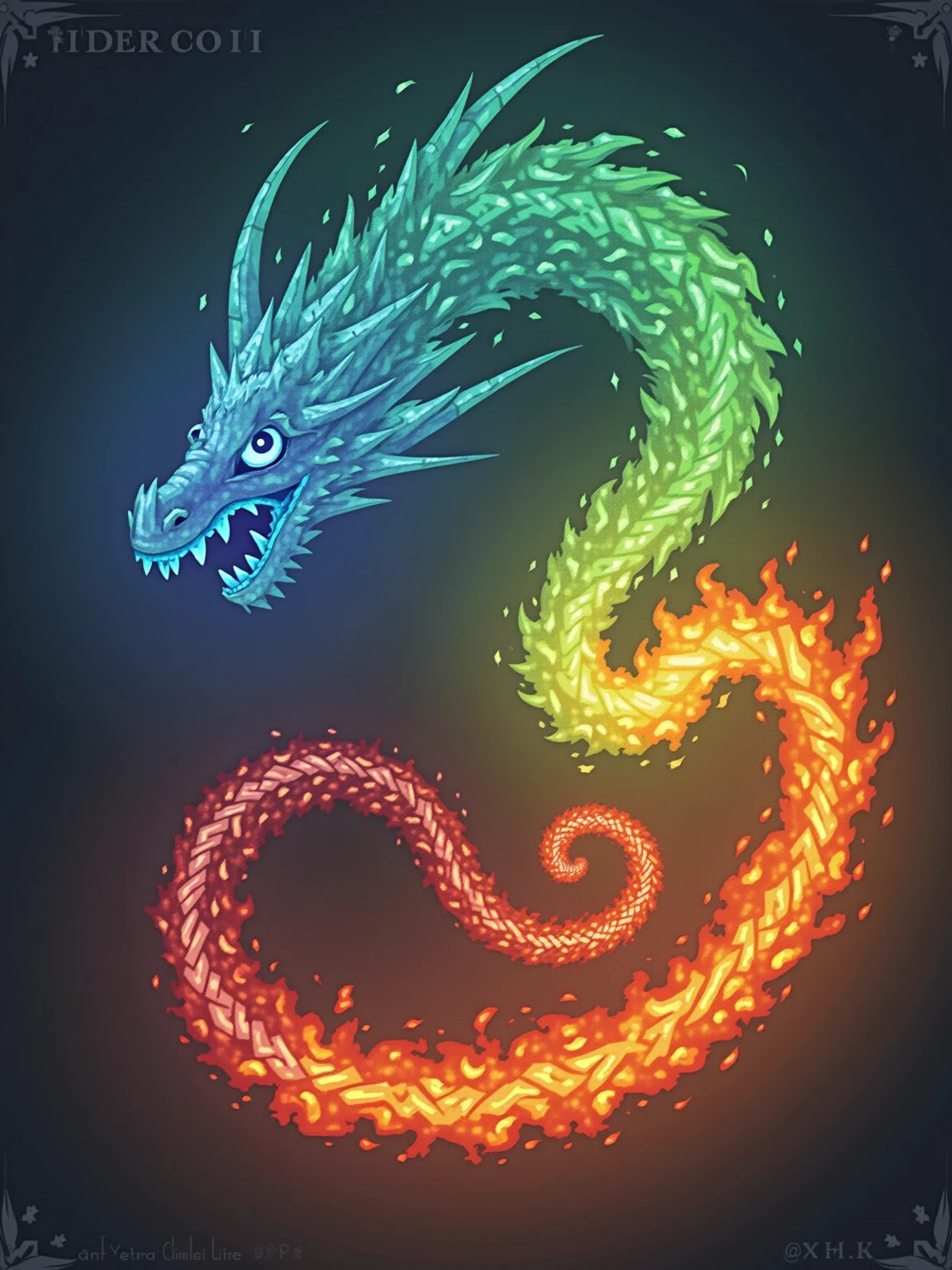 A colorful neon rainbow smoke of a lizard on the fire, an ethereal flame from lizard, vibrant colors, in the style of vector art, isolated on a black background with no shadows in the anime. --s 800 --style raw --niji 6