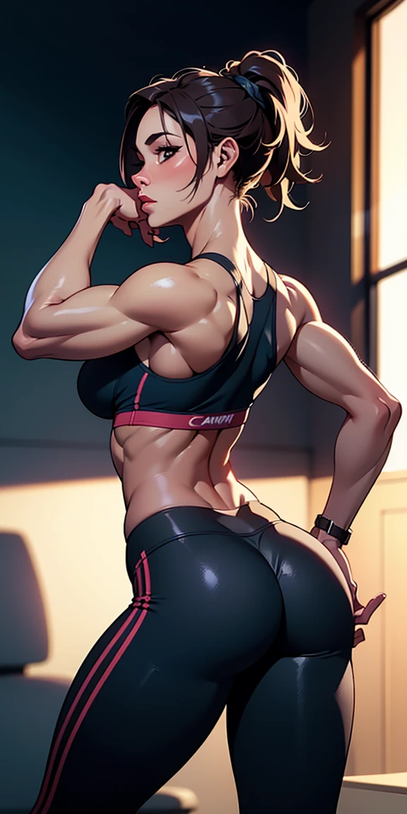 (best lighting) , (Extremely complex and detailed) , 4K unified, (Super detailed CG: 1.2) , (8k: 1.2),(The original), (masterpiece) , (best quality),(masterpiece:1.4),Anime-like high quality,(masterpiece),masterpiece, Super clear picture quality,clearer than,(delicate face)best quality, absurd,((Master of Peace, 4K, 8k, Yes, high resolution))1个girl, female student,she is in the dance studio,Smile,stand up,exposed abdomen,Dance costume crop top bra,Dense, raised veins on the arms,spring, sports shoes, Perfect body, Long white hair, dynamic poses,legs exposed,Strong leg muscles ((bodybuilder:1.5)),dance practice room,(beautiful bass),(girl),(woman),(((Upper body:1)))