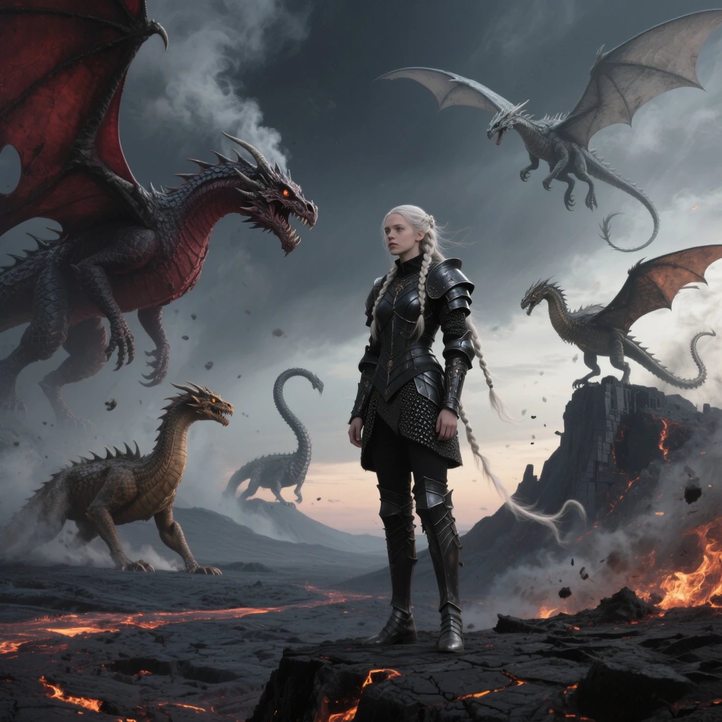 targaryen woman, delicate features, beautiful, profile view
