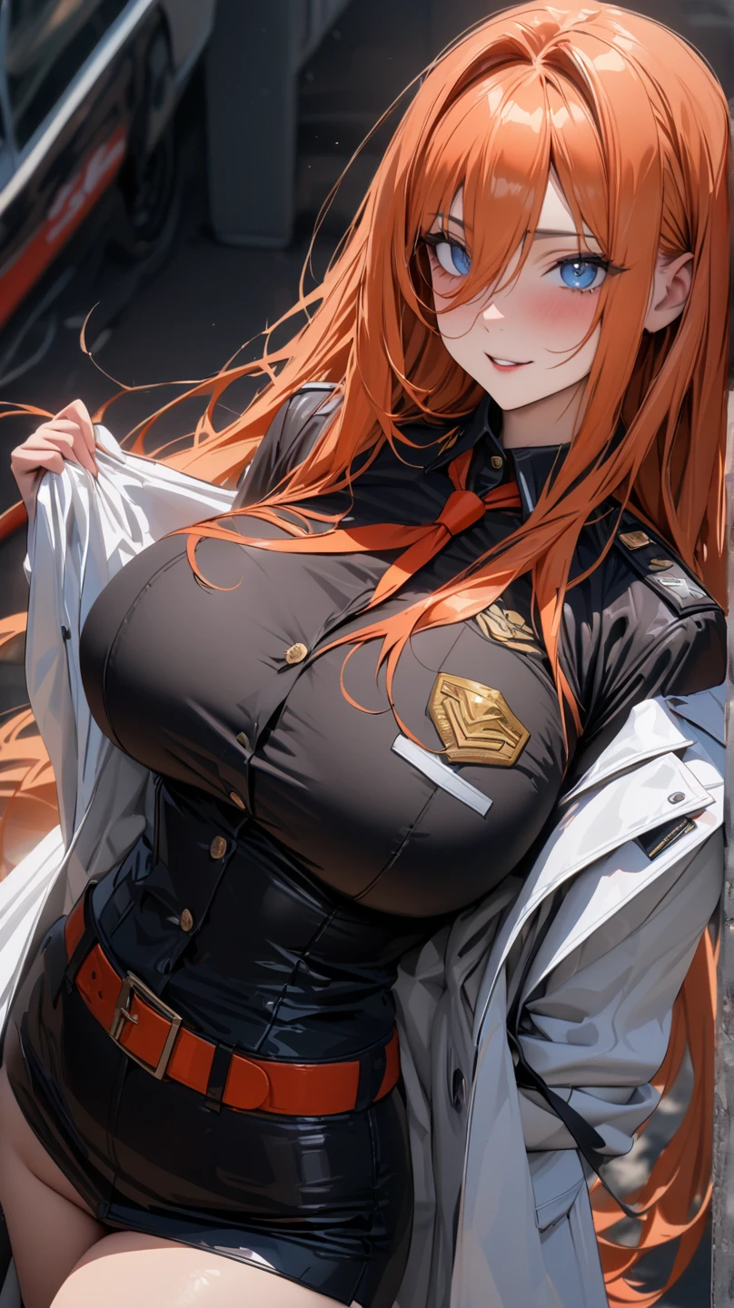 (Best quality,4K,8K,A high resolution,tmasterpiece:1.2),ultra - detailed,(actual,realistically,realistically:1.37),HighDynamicRange,hyper HD,Studio lighting,Ultra-fine painting,Focus sharp,physically-based renderingt,Extremely detailed description,professional,terror,japanese manga,sci-fy,photography,Concept artist, Close-up of a woman wearing a leather jacket, an oppai cyberpunk, amaranth, seductive anime girls, oppai, roleplaying, Lop, birds in flight, Anime girl role play, revealing outfit, Colossal tits, Crazy breast swelling, Chest larger than shoulder blades