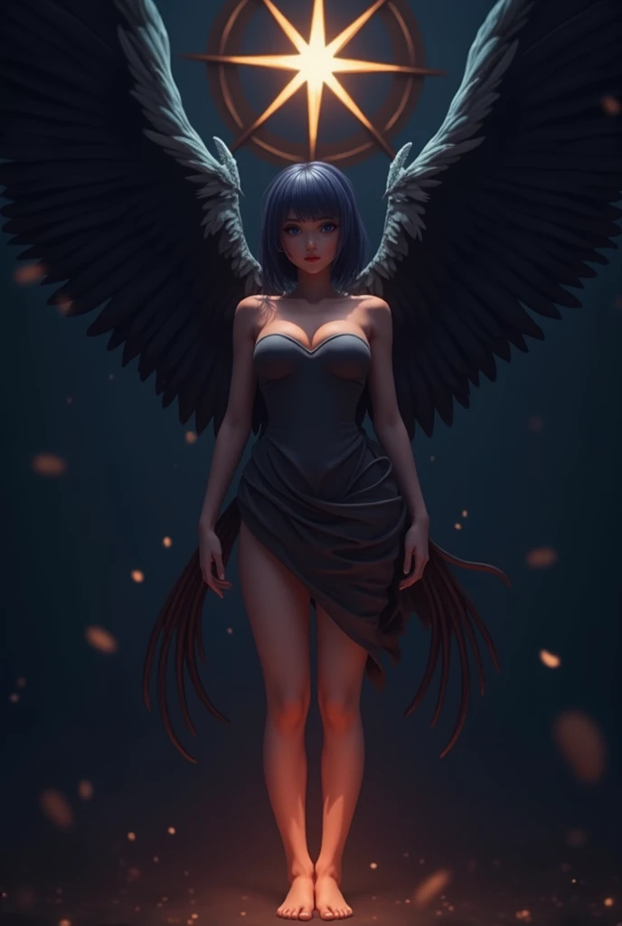 by Wlop, (Masterpiece) (Highest quality:1.4), (Highest Detailed:1.3), absurdres, Odette_ML, large breasts, thick thighs, full body composition, lifelike,smiling, Striking Contrast, Bold Composition, Evocative Intrigue, masterpiece,best quality, beautiful and aesthetic, cinematic composition, dynamic pose, (Rendered in ultra-high definition (UHD) resolution 8K:1.4), RAW,
