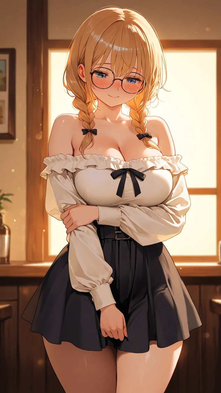 (8k、RAW Photos、Highest quality、masterpiece:1.2)、(Realistic、Realistic:1.37)、Very detailed、Ultra-high resolution、Beautiful and well-proportioned face、Random Pause、Maid clotheaid Skirt、Maid Headband、Leaning forward、She has a chest on the tray、Asian,Gal,model, Dark Blonde Long, Lip gloss（Wet lips）,Big Breasts、Sunburned skin,Beautiful and beautiful skin、Professional Lighting、sexy、orgasm、