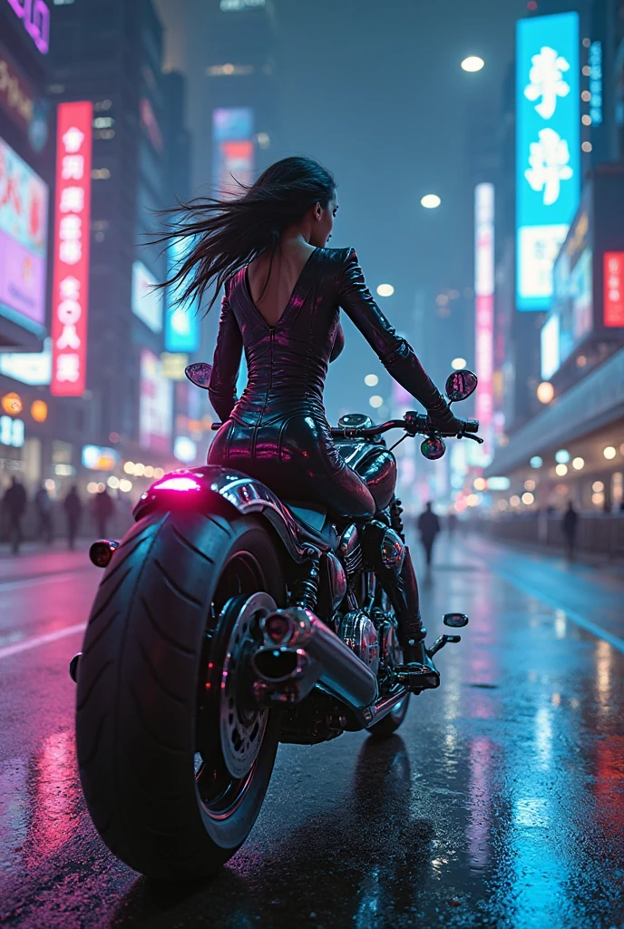 For the image you have created, give it more curly hair. Remove the forehead accessory and the bracelets. Make the upper part of the suit long-sleeved and make the bike details pink