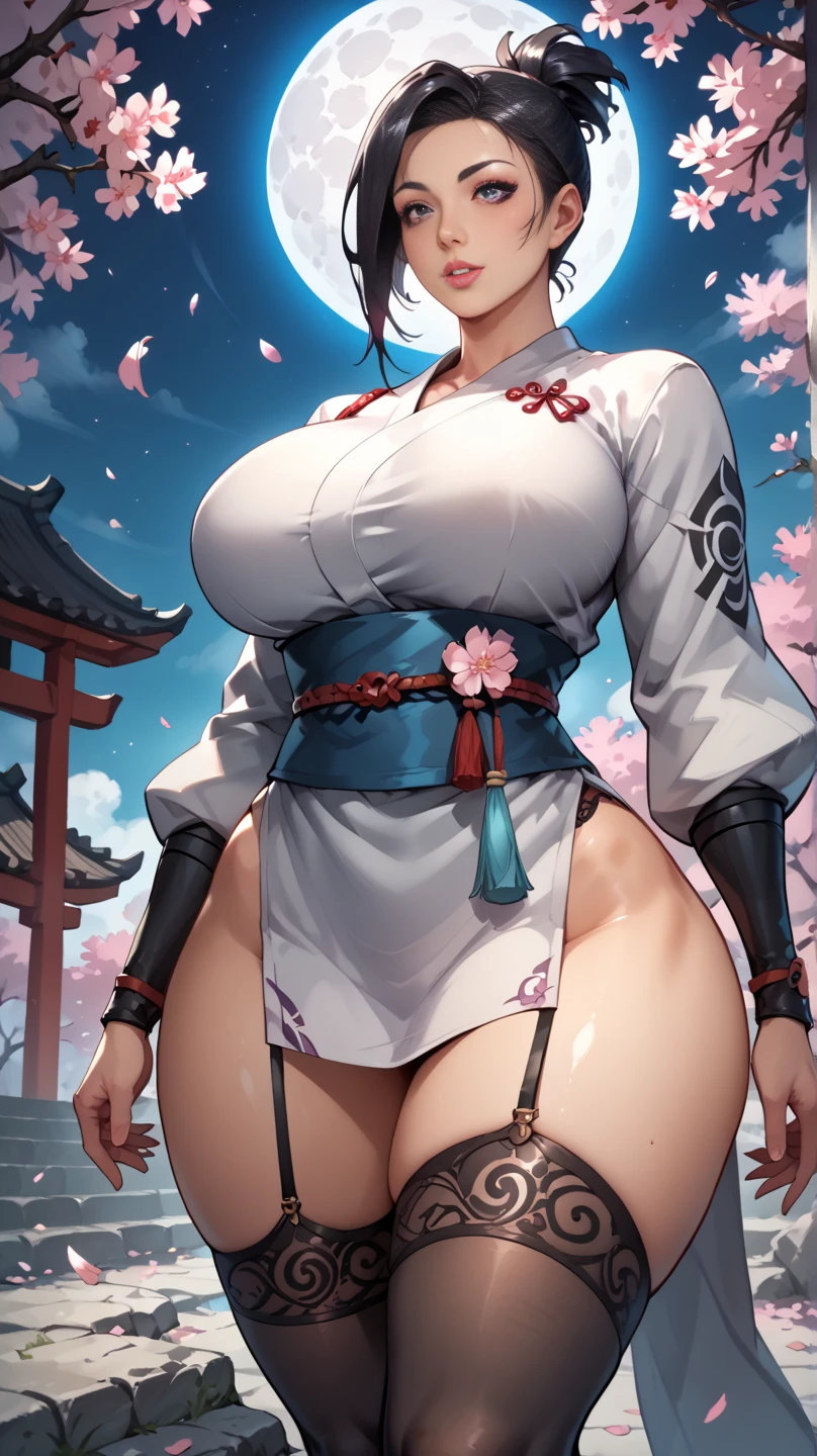 An Idol k-pop girl, (cute face, lewd face), braid hair, intricate face details, detailed face, golden ratio face, ((big breasts:1)), ((slim waist, big butt, big hip, big thighs)), ((intricate hands, detailled hands)), ((intricate feets, detailled feets)), full body, 64K, UHD, HDR, global illumination, (high quality, high detailed, hyper detailed, extremely detailed), photo realistic, ultra realistic, art photo, (clarify the details, detailed parts body), intricate artwork masterpiece, trending on artstation, (drunk face), (yellow eyes:1), (jiangshi hat), (jiangshi outfits), (polished skin:1,8), jungle background, trees, (talismans), white long socks, ((use the talisman to make underwear)), look at viewer, ((no underwear:1,8)), intricate talismans, black shoes, plants, grass, soils, (purple eyes:1), (purple nail:1), hands out in front of her, hands out in front of her like jiangshi, ancient chinese dress, there are red letters in the talisman