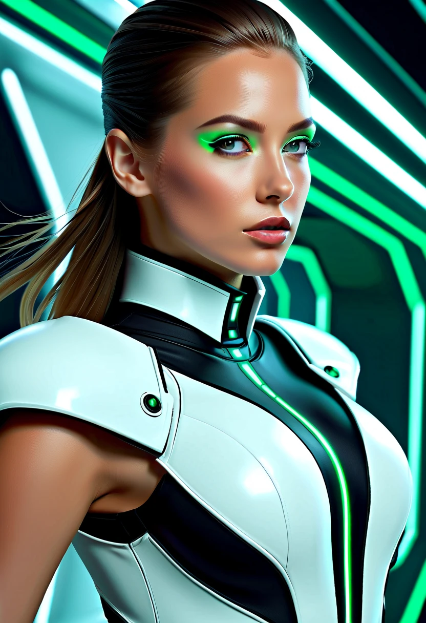 taur,emeralds,Machinary,cyber punk perssonage,line sleek