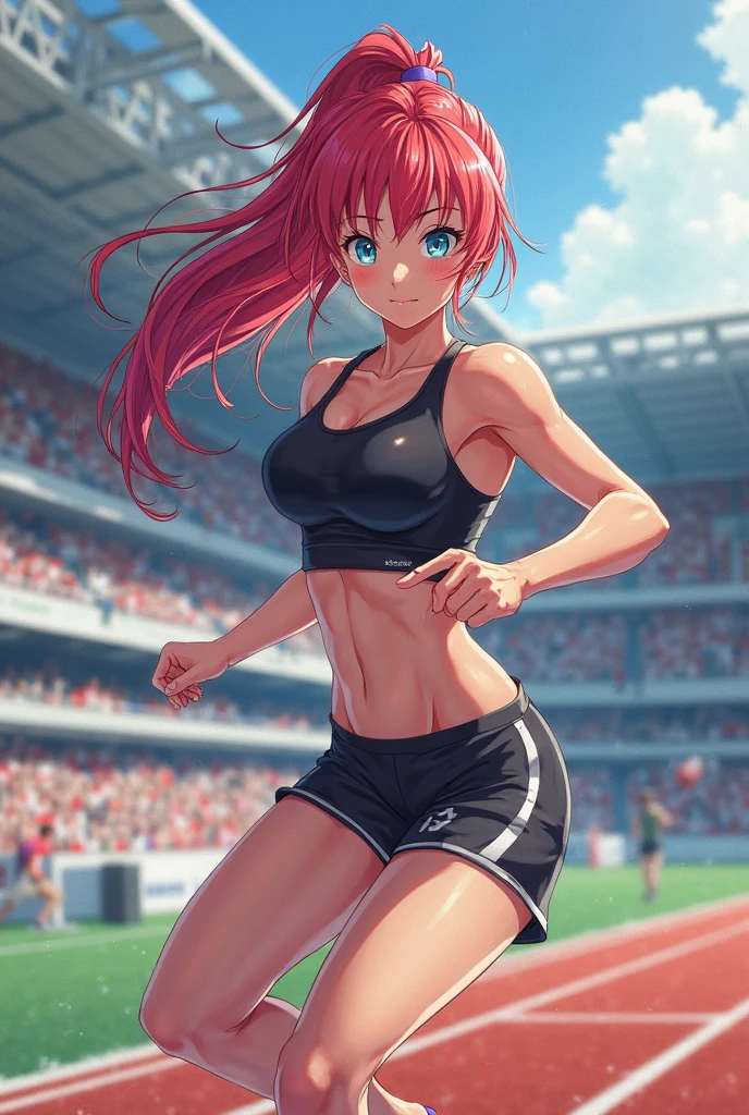 Anime girl athlete in revealing clothes 