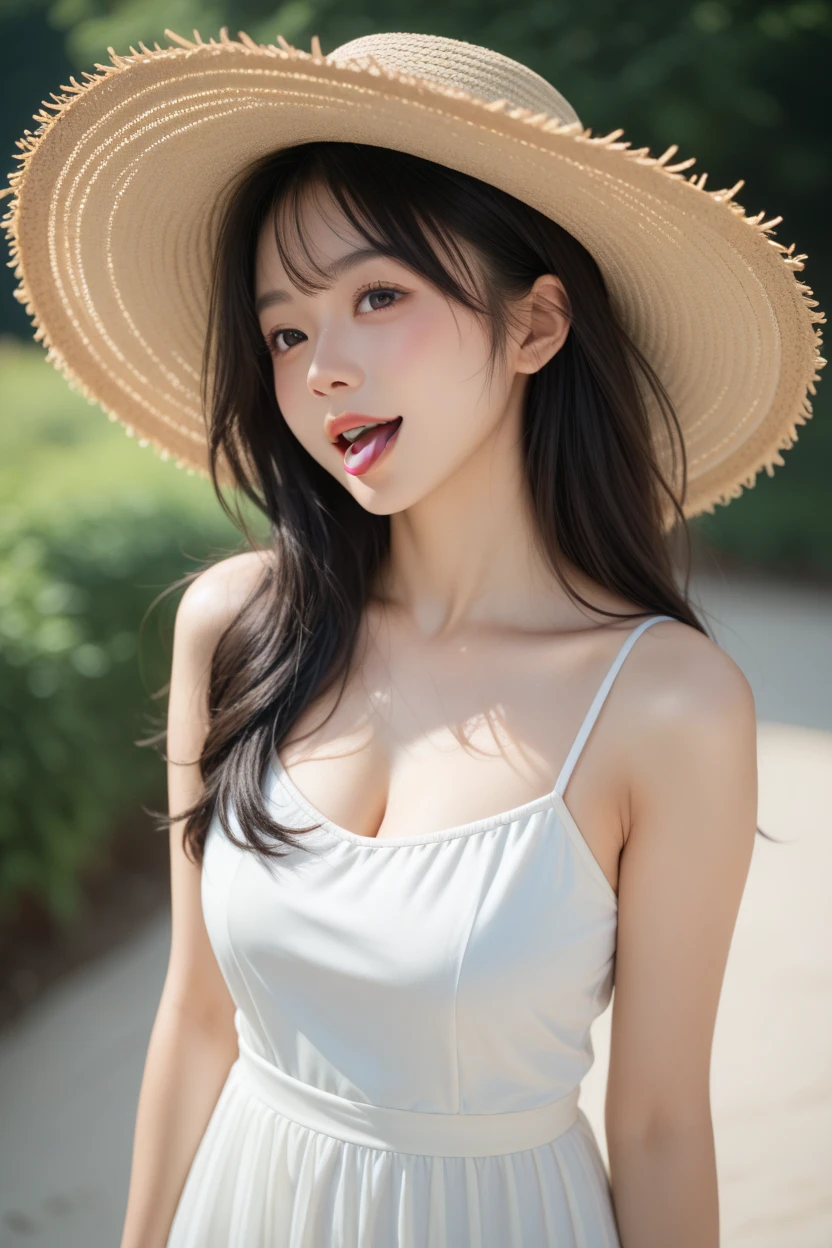 (best quality,8k,highres,masterpiece:1.2),stunningly beautiful korean woman in her 20s,working on a farm, big breasts, (girl all nude),(straw hat),vivid colors,ultra-detailed,farm scenery,agricultural tools,plentiful harvest,peaceful atmosphere,warm sunlight,sharp focus,realistic lighting,photorealistic,portrait,lovely,greenery,fresh air,happy expression,working in harmony with nature,sense of fulfillment and joy.