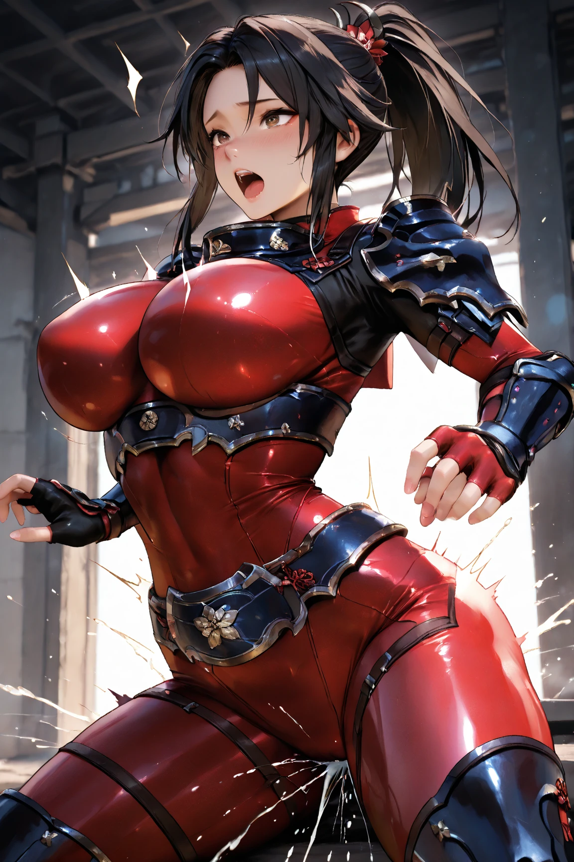 (Best Quality,8K,Raw photo,Realistic,High resolution:1.2),(cute Japanese girls),(Huge boobs:1.3),(Plump body:1.2、Perfect body、Beautiful skin、Beautiful limbs),(light brown hair),(Tokusatsu Action Actress:1.5,Action drama of sexual struggle with evil organizations:1.7)、Large open legs、Odious、Professional filming、This film is fiction、The spark of struggle was cut off、