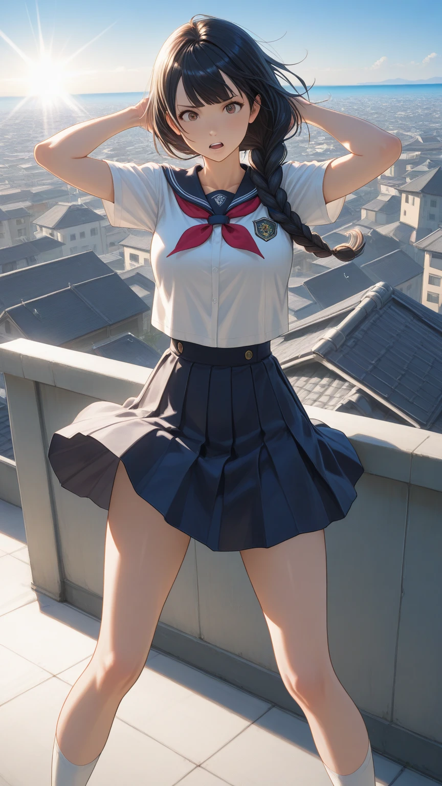 black color hair,Black eyes,校服,huge tit
