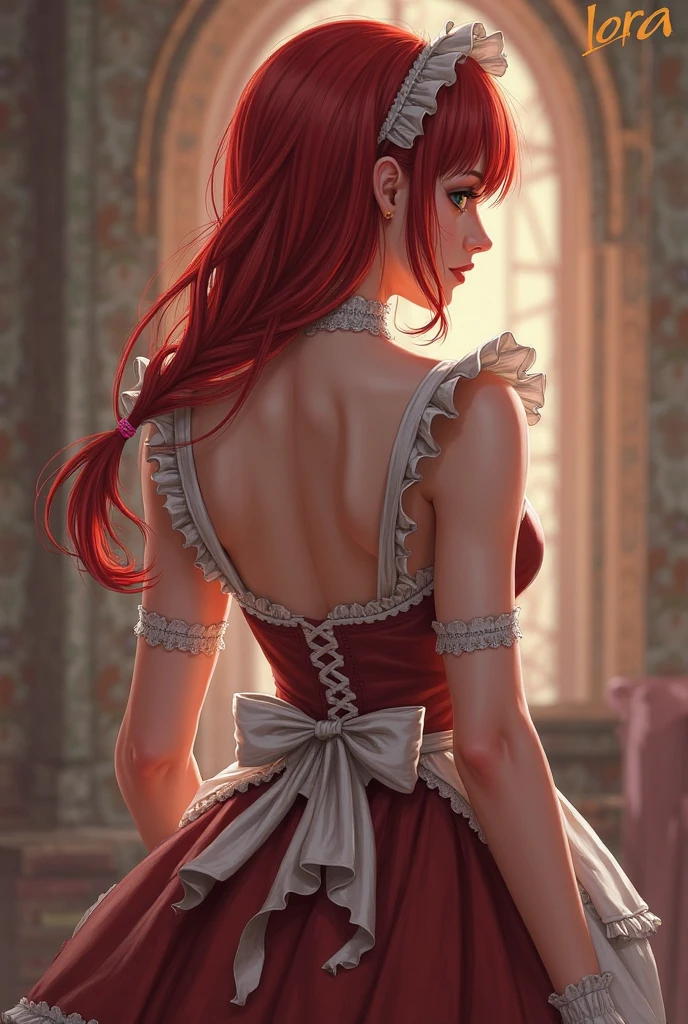 ((best quality)), ((masterpiece)), (detailed),  ((Finest quality)), NSFW, small breasts, prominent collarbones, skinny arms, flat stomach, visible hip bones, long hair, red hair, white hair, blonde hair, dark hair, ponytail, thick ponytail, heavy ponytail, red and white clothing, Bloodborne inspired, occult aesthetic, occult, detailed and intricate steampunk and detailed gothic, NSFW Fluttering lace frilly petticoats, pleated petticoats 